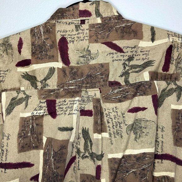 WOOLRICH Original Outdoor Button Down Shirt Mens Size XL Sage Birds Trees Cotton - Picture 8 of 10